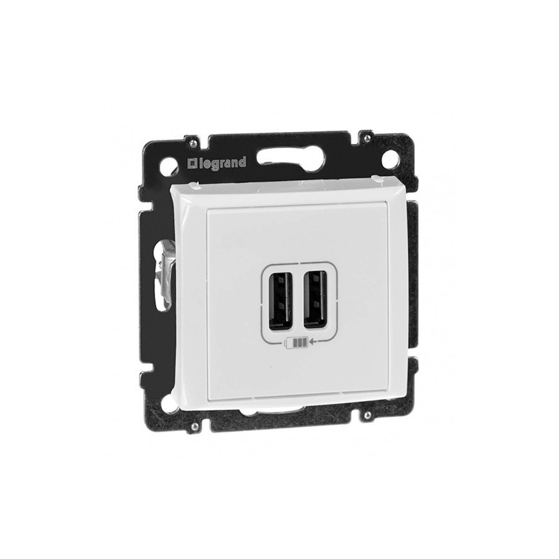 Base con cargador doble USB Tipo A 230V Legrand Valena