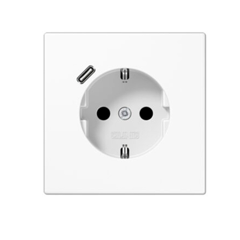 Enchufe Schuko con cargador USB tipo C Jung LS 990. Ref: LS1520-18CWW