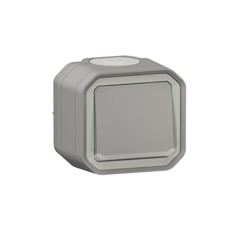 Conmutador estanco luminoso monobloc de superficie Legrand Plexo gris