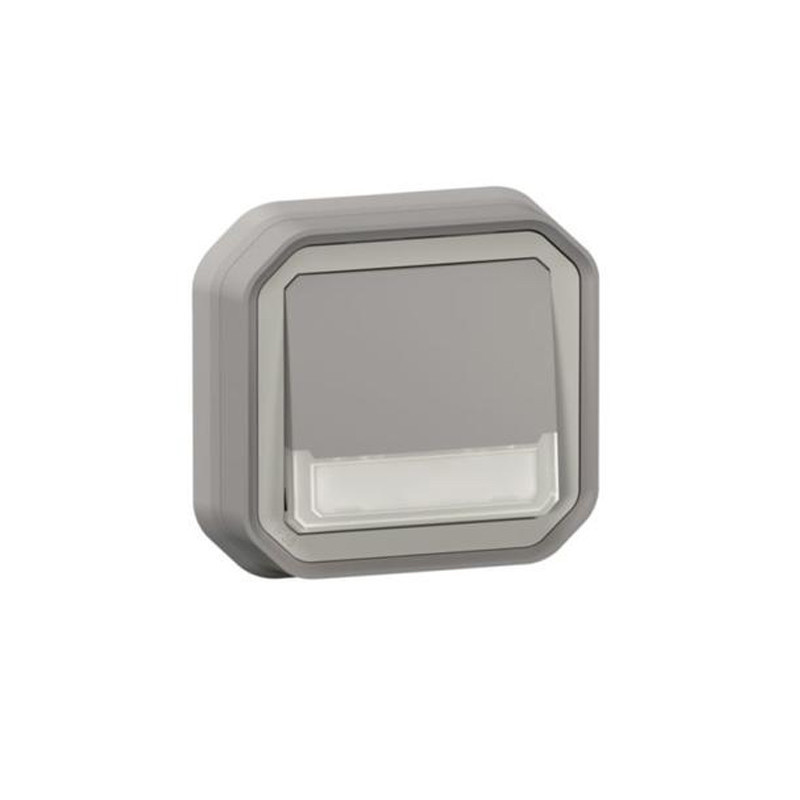 Pulsador estanco luminoso con portaetiquetas monobloc de empotrar Legrand Plexo