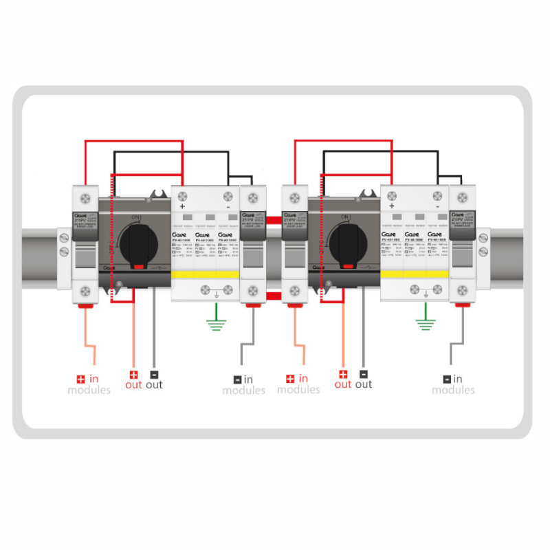 Caja modular de conexión PV 2MPPT 1 String Fus 12A + Seccionador 25A + Protector de Gave