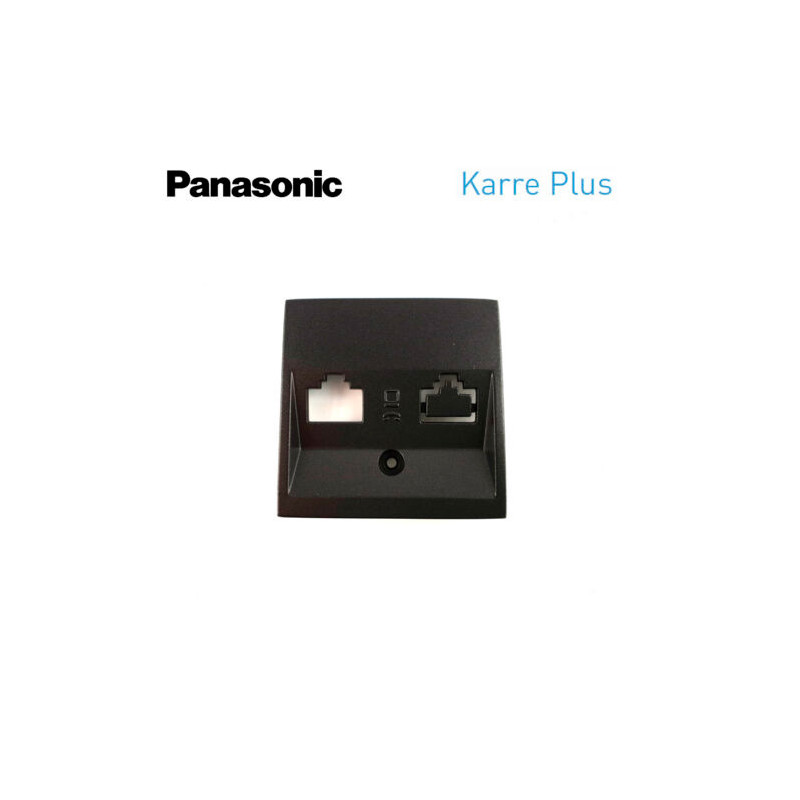 Tapa frontal para toma simple o doble de datos o de teléfono  Viko Panasonic Karre Plus de color negro WKTR04081BL