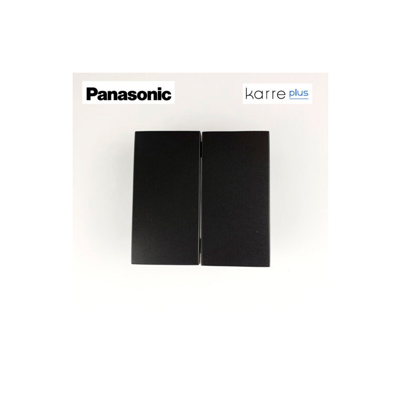 Tecla negra partida para interruptor y conmutador doble  Viko Panasonic Karre Plus WKTR00091BL
