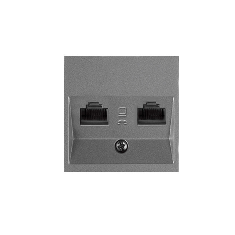 Tapa frontal para toma simple o doble de datos o de teléfono de color gris oscuro Viko Panasonic Karre Plus WKTR04081DG