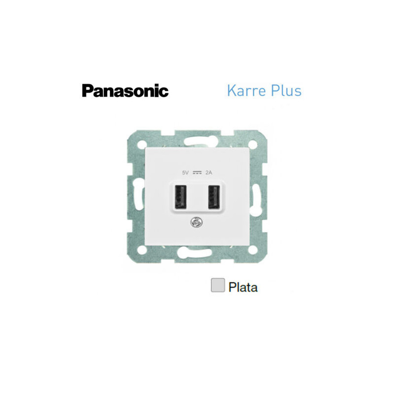 Cargador doble USB Panasonic Karre Plus plata WKTT02312SL