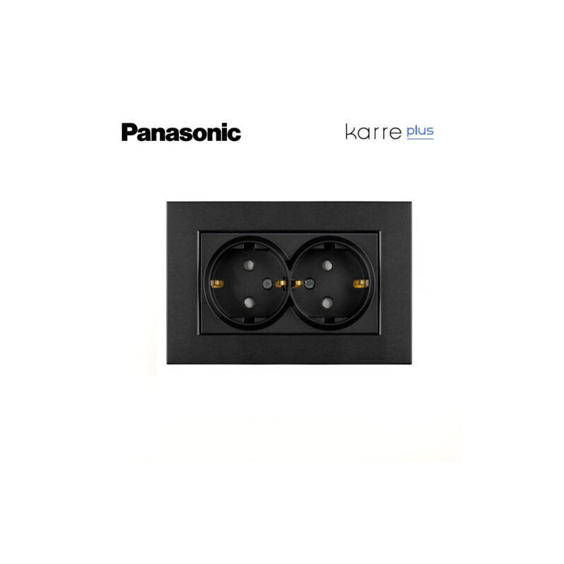 Marco en negro para toma de corriente doble Panasonic Karre Plus WKTF00092BL