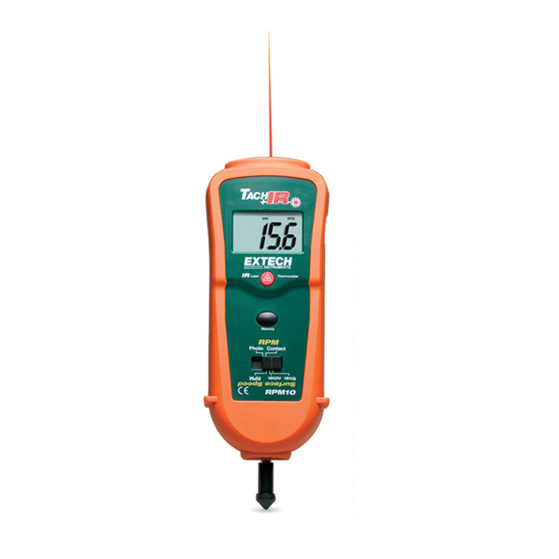 Tacómetro óptico contacto guía láser Extech RPM10
