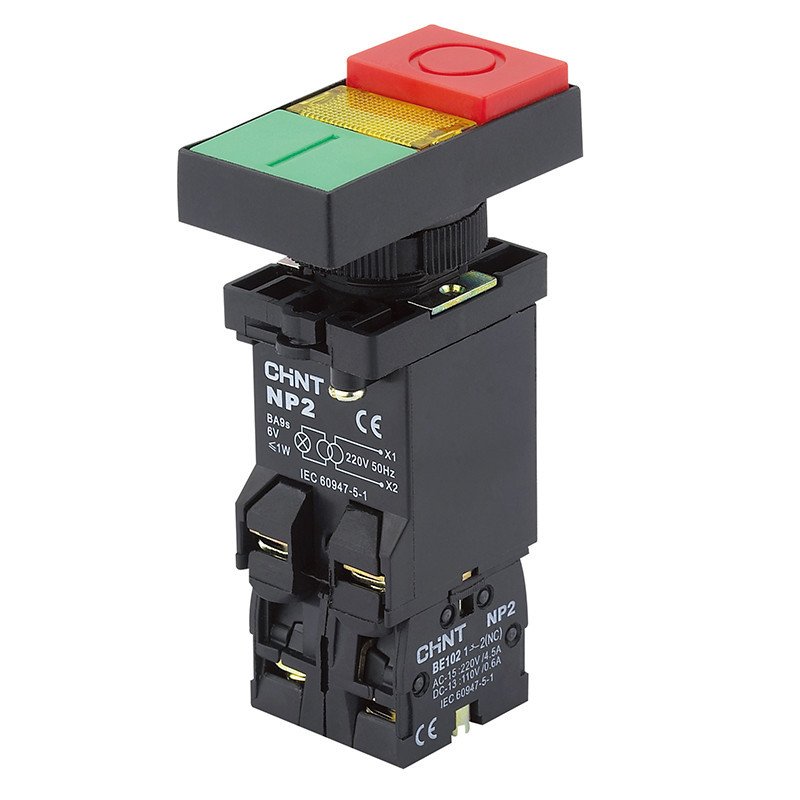 Pulsador doble luminoso LED plástico 230Vca Chint