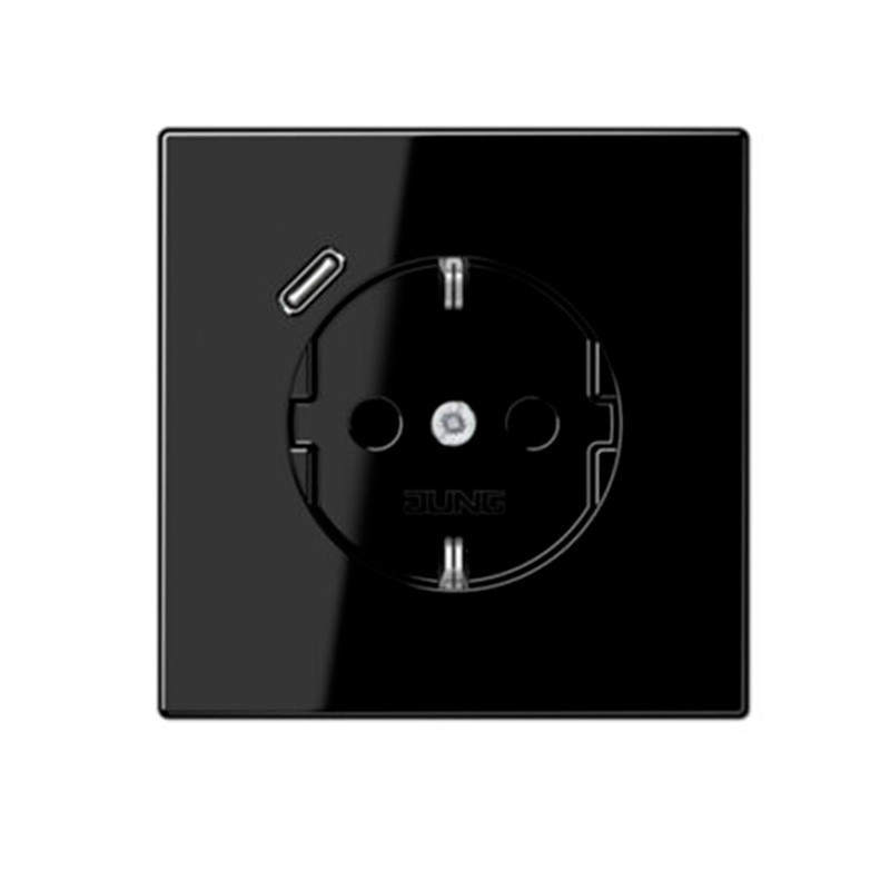 Enchufe Schuko con cargador USB tipo C Jung LS 990. Ref: LS1520-18CWW
