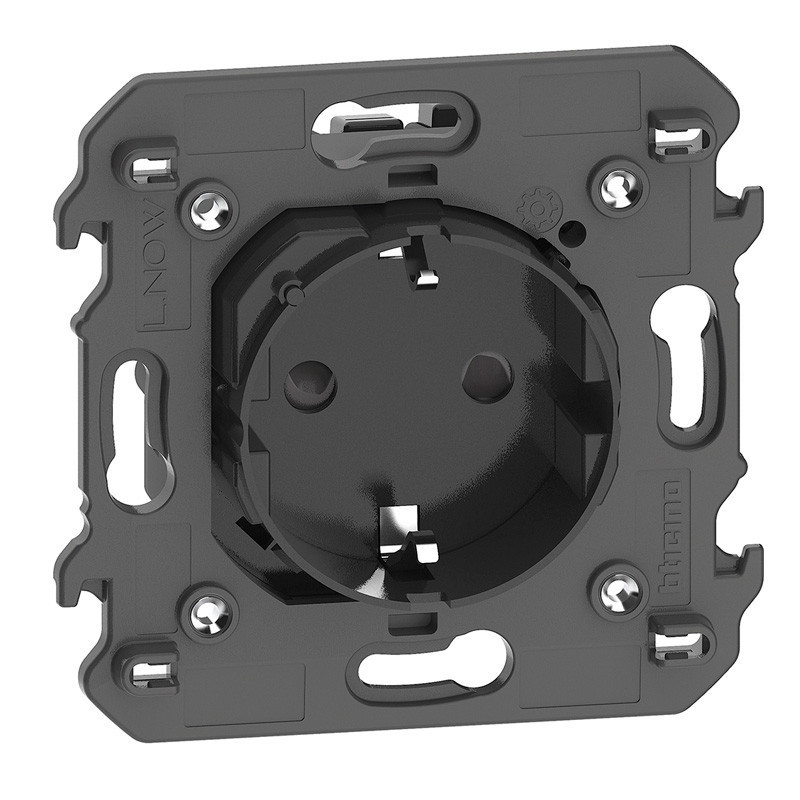Base de enchufe schuko de 2P+T 16A a 250Vca con bastidor Bticino Living Now
