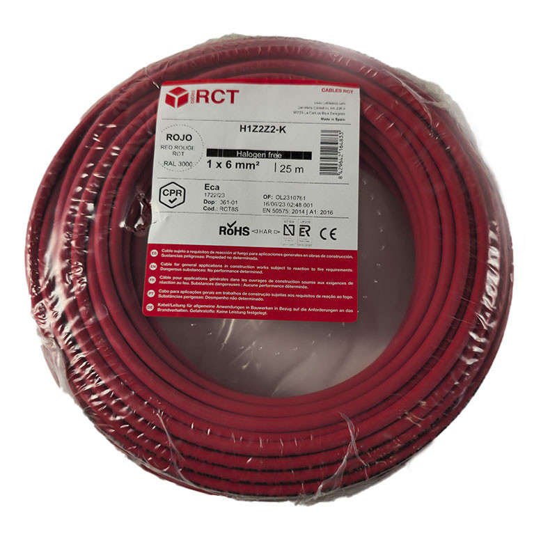 Rollo de cable solar rojo H1Z2Z2-K