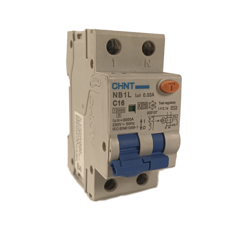 Automático magnetotérmico monofásico 1P+N/2MOD 16A/25A 30MA 10KA Clase AC Chint