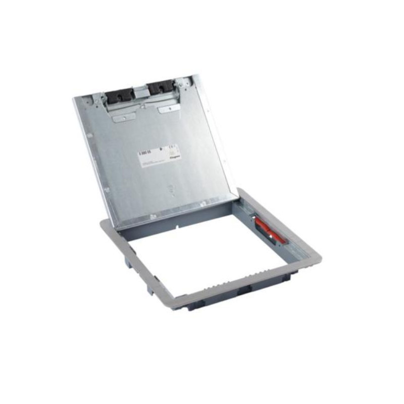 Tapa metal inox 24 módulos para caja suelo rectangular Legrand abierta