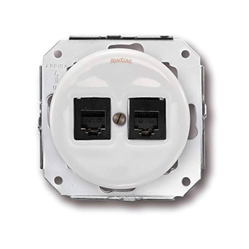 Doble toma de datos RJ45 Categoría 6 Fontini Venezia Negro