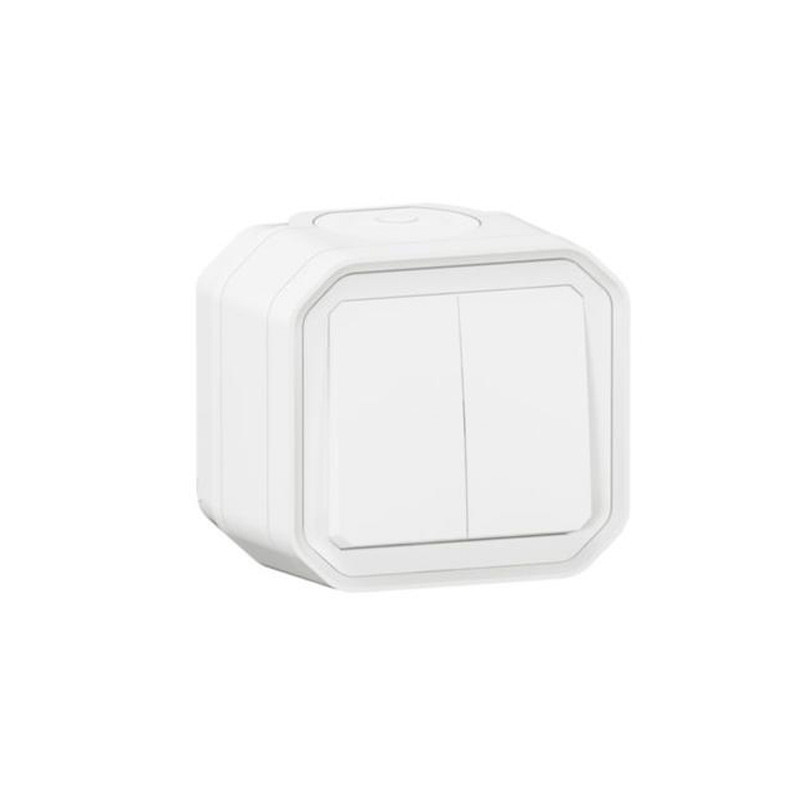 Conmutador doble monobloc de superficie 10AX Legrand Plexo