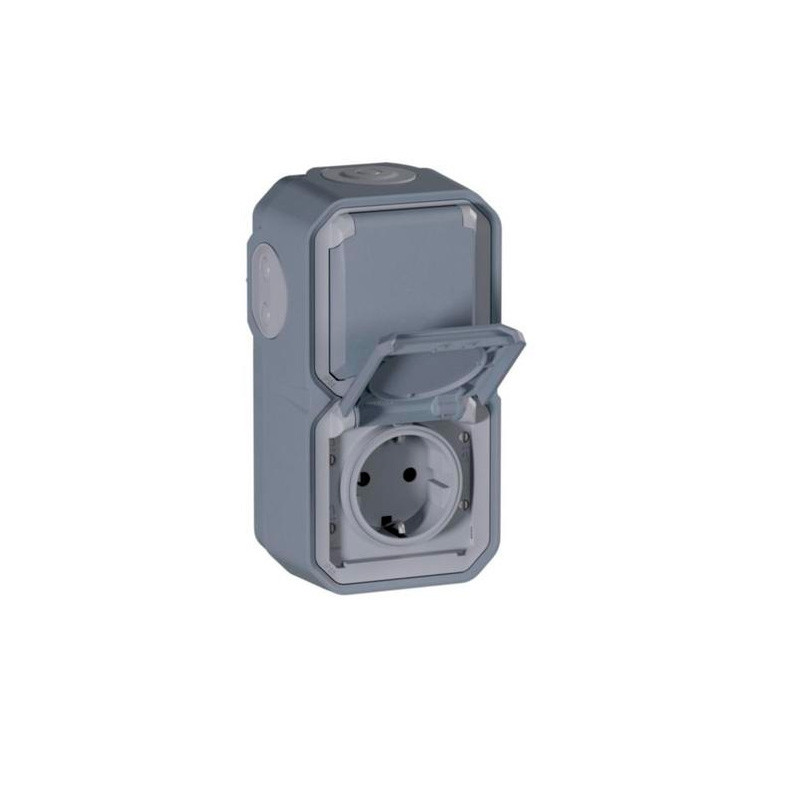 Base de corriente estanca monobloc superficie vertical2x2P+T gris Legrand Plexo