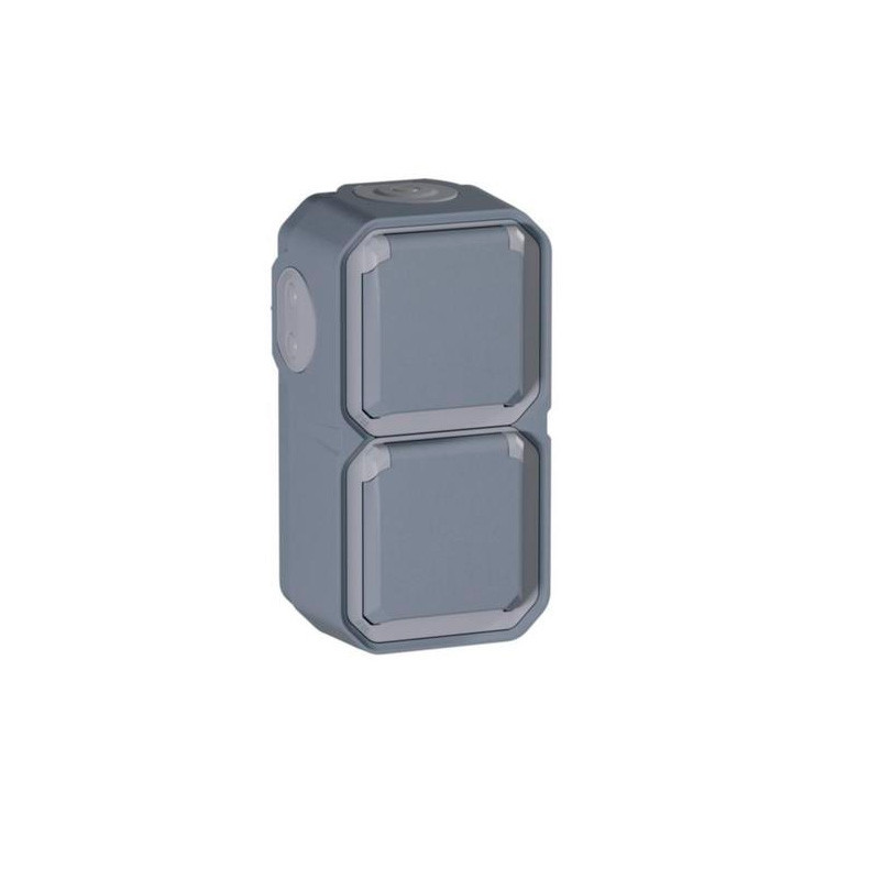 Base de corriente monobloc superficie vertical IP 55 16A 2x2P+T color gris 3