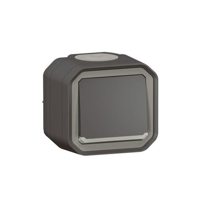 Conmutador estanco luminoso monobloc de superficie Legrand Plexo antracita