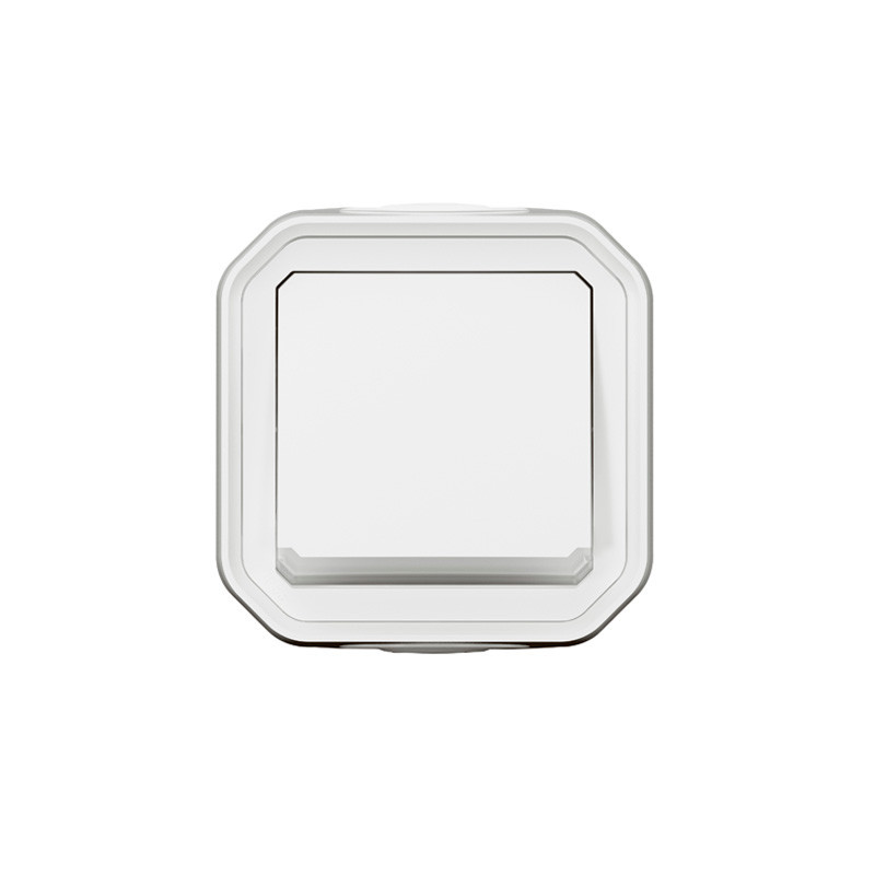 Pulsador estanco luminoso monobloc de empotrar Legrand Plexo blanco