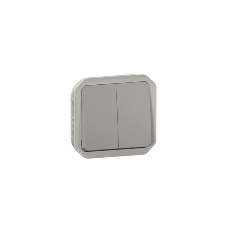 Conmutador estanco doble modular 10AX Legrand Plexo gris