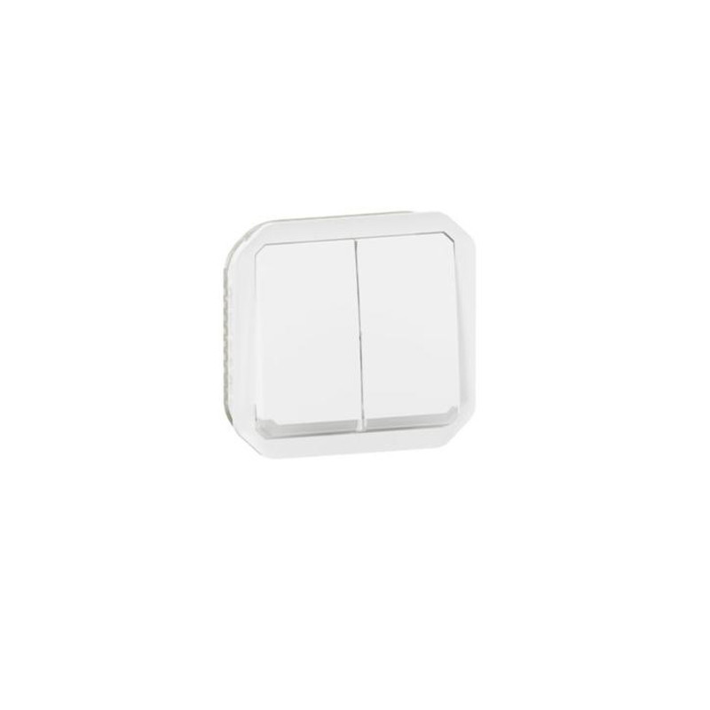 Conmutador estanco doble luminoso modular Legrand Plexo blanco