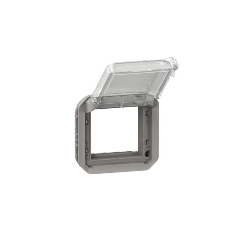 Adaptador modular para función Mosaic con tapa transparente bloqueante Legrand Plexo gris