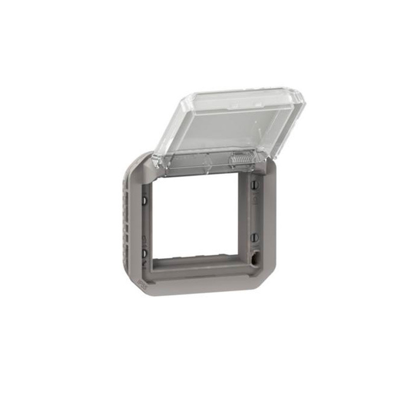 Adaptador modular estanco para función Mosaic tapa transparente no bloqueante Legrand Plexo Gris