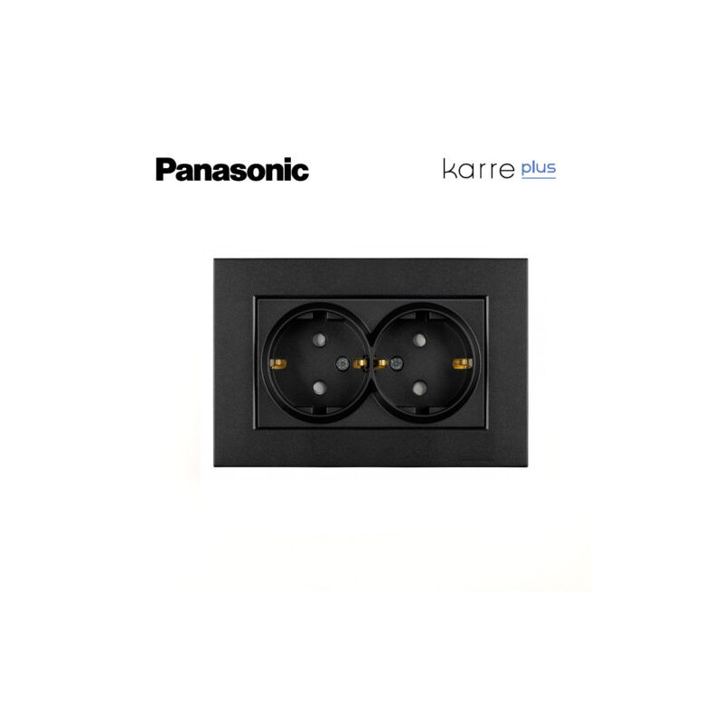 Marco en negro para toma de corriente doble  Viko Panasonic Karre Plus...