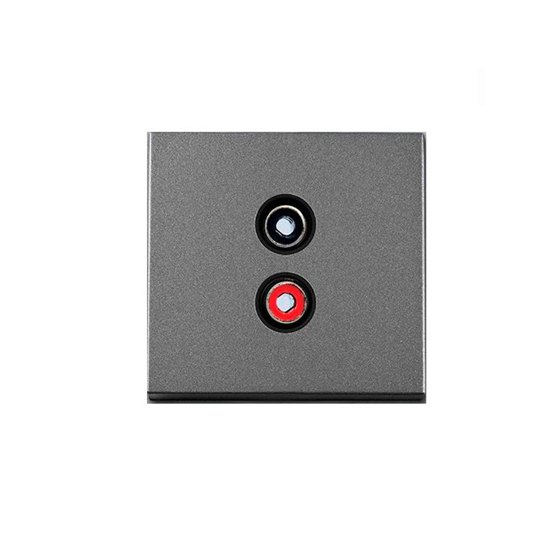 Tapa frontal para toma de audio RCA L+R de color gris oscuro Viko...