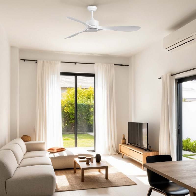 Ventilador blanco Luzon con 3 palas blancas con Motor DC con Diámetro 13200 mm Faro 33750DC 2