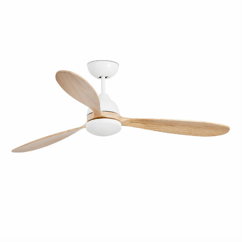 Ventilador blanco LED con 3 palas de maderas Poros L Faro 33524