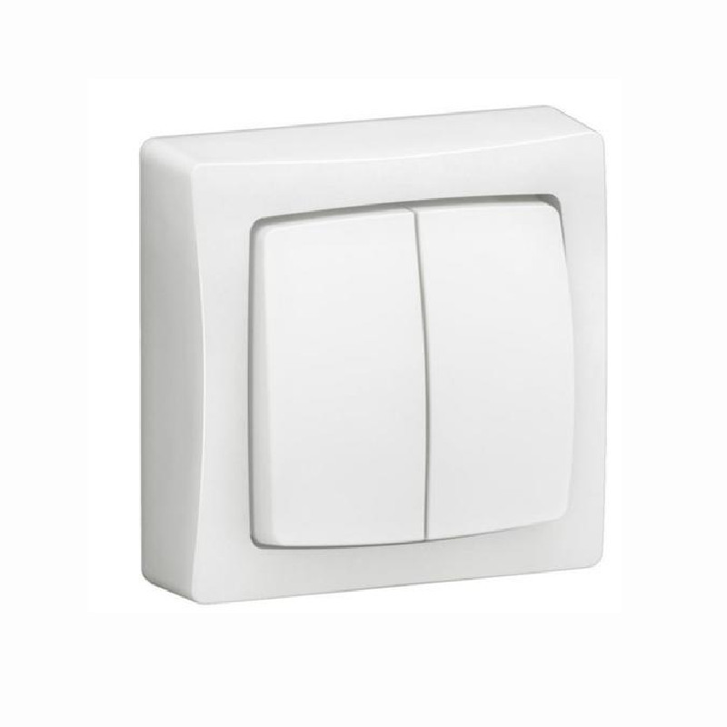 Doble Interruptor/Doble Conmutador/Doble Pulsador monobloc blanco Legrand Oteo 086020L