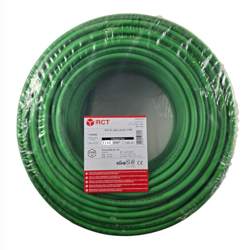 Rollo de 100 metros de Manguera eléctrica libre halógenos 2 x 2.5 mm²