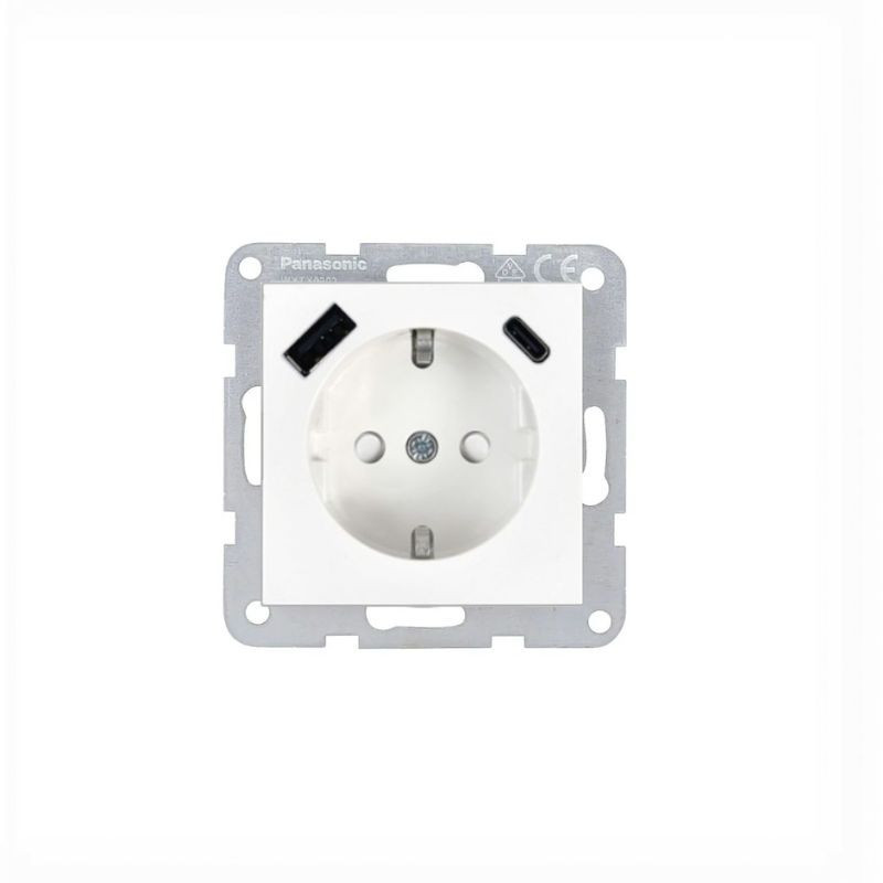 Base de enchufe con cargador USB tipo A+C y con tecla Panasonic Karre Plus 55